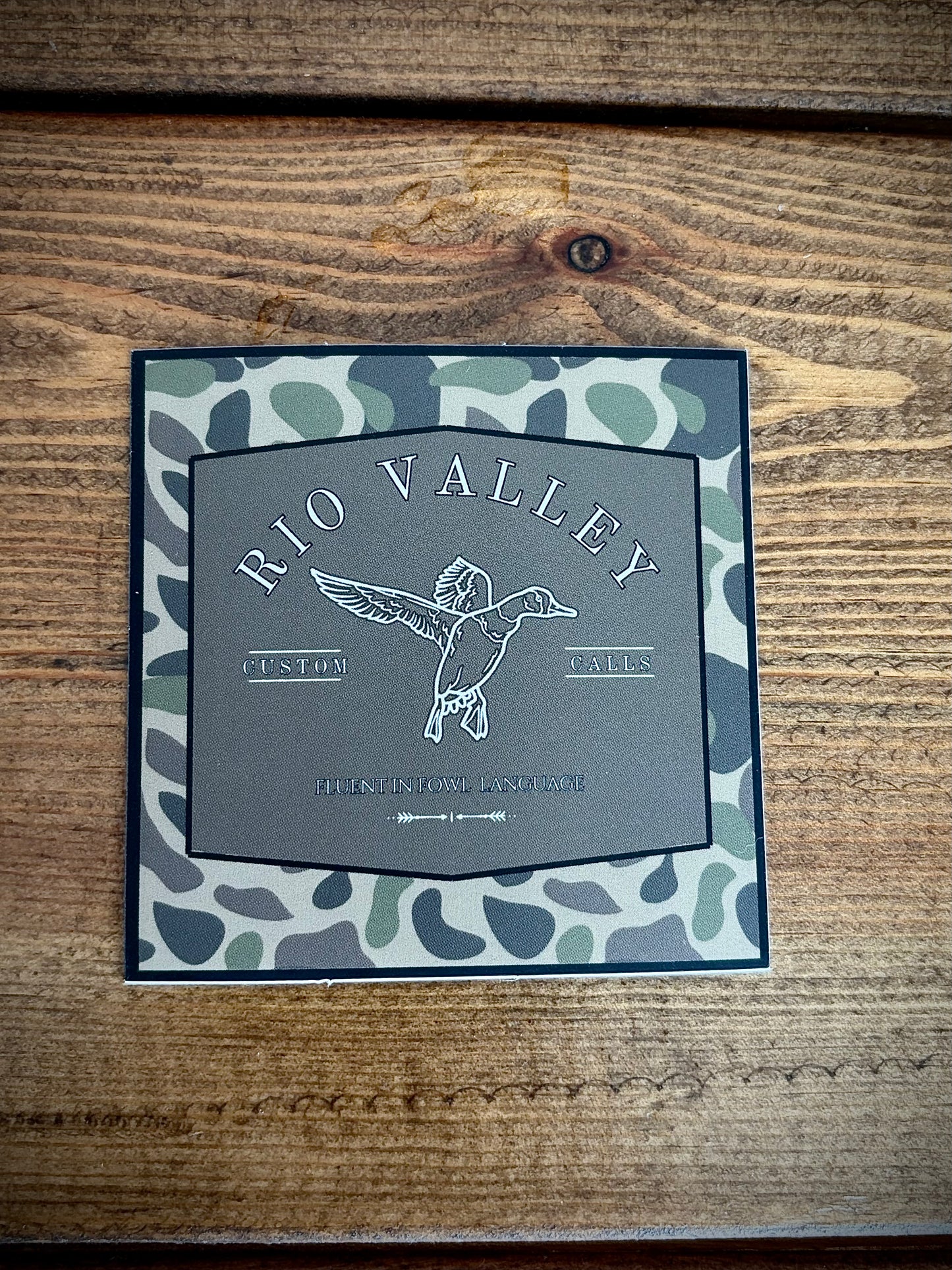 Rio Valley Custom Calls Fluent In Fowl Language Camo Sticker